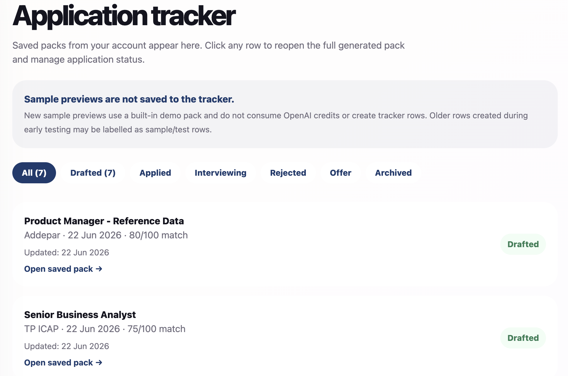 Manage status, notes and follow-ups